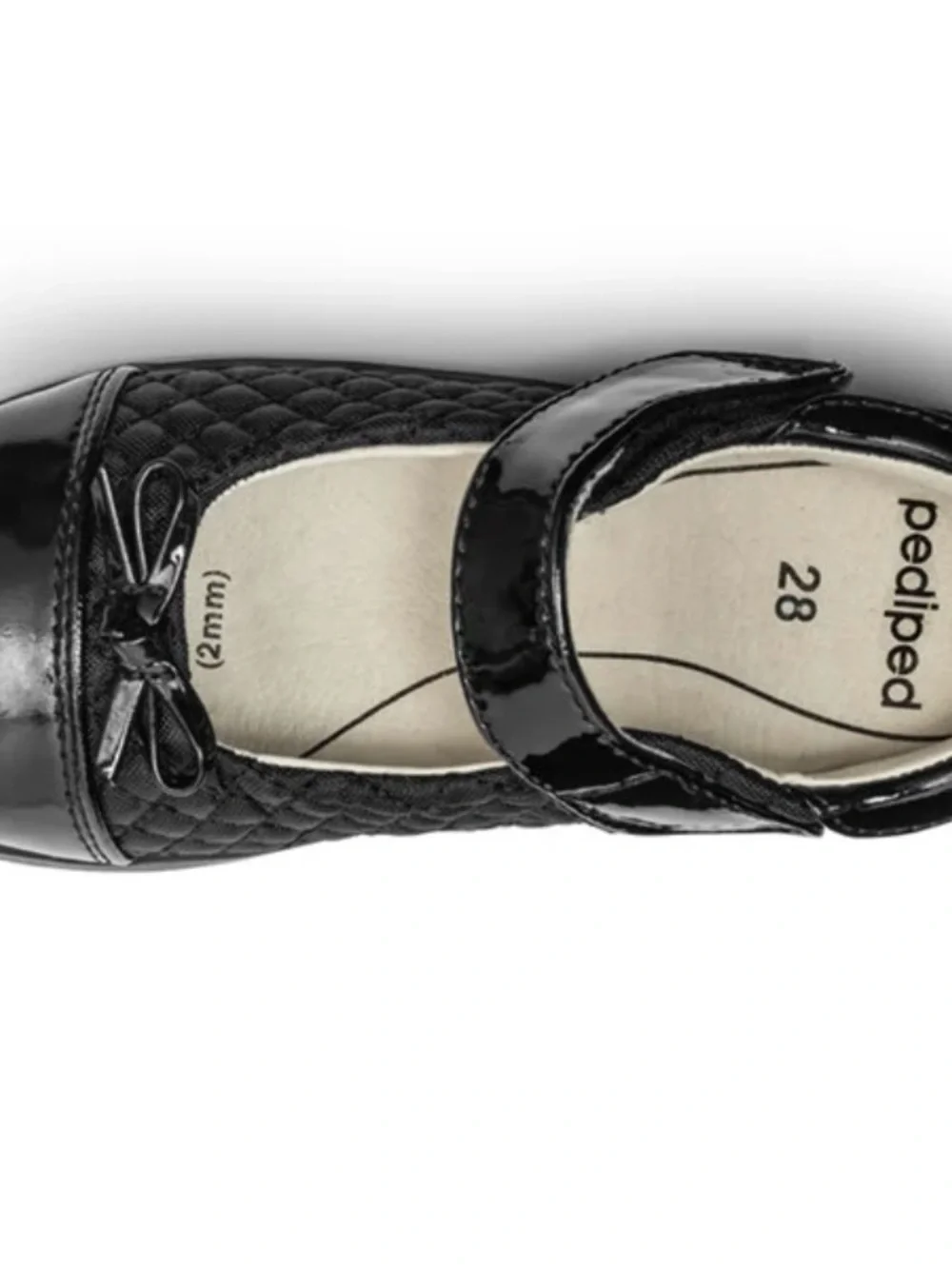 pediped Black Quilted Patent Toe Mary Jane with Bow